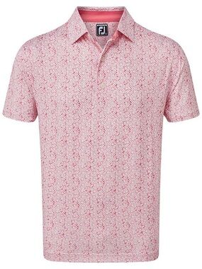 FootJoy Men’s Lisle Daisy Print Pink Polo Shirt
